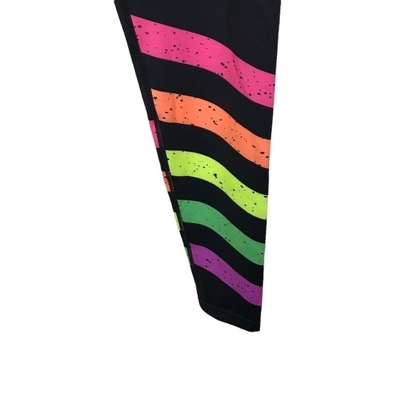 Worthy Threads Black Neon Stripe Leggings NWT $79 XS - Picture 7 of 12